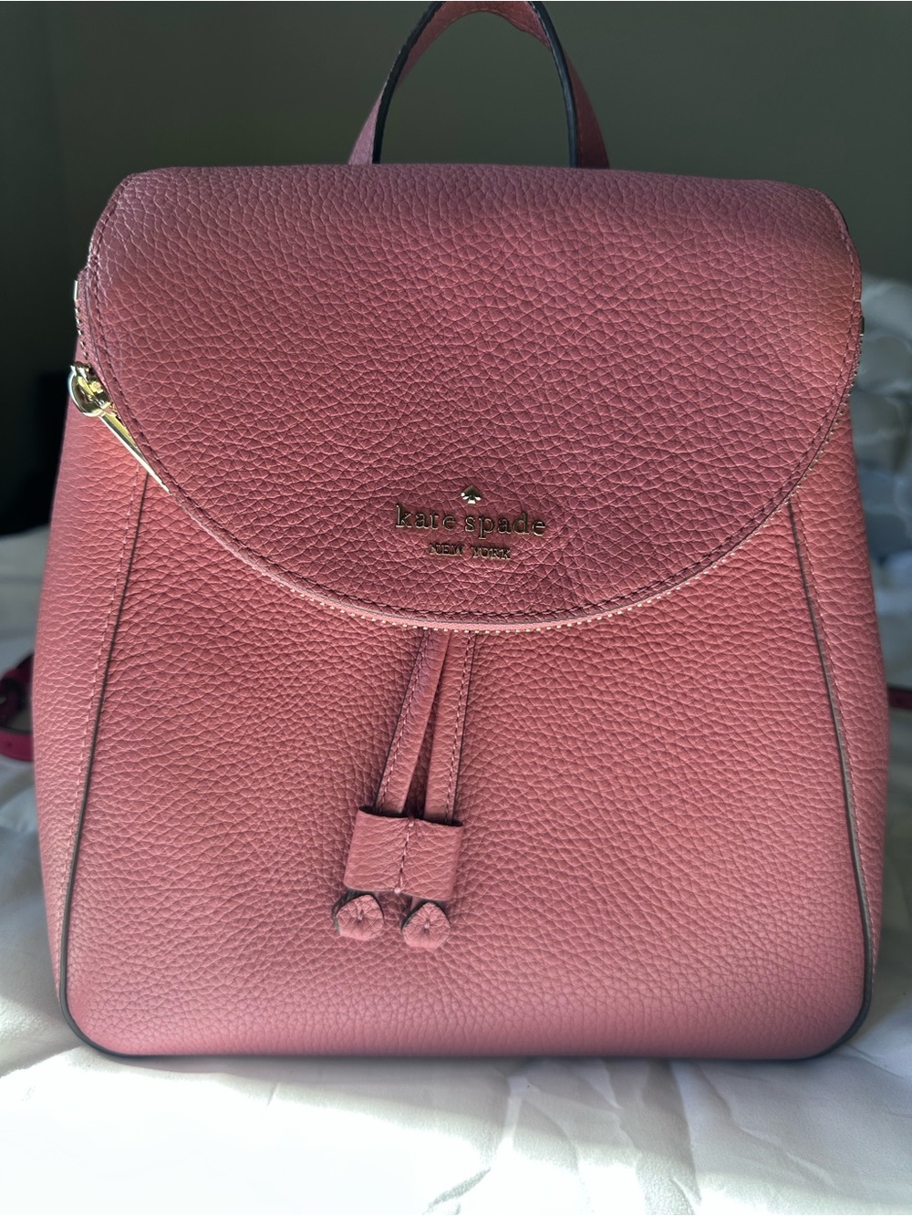 kate spade Rose Pink Pebbled Leather Backpack with Tassel